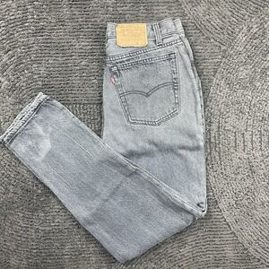 Vintage Levi's Mens 28x29 501 Button Fly Black Gray Stonewash Jeans USA Made 90s